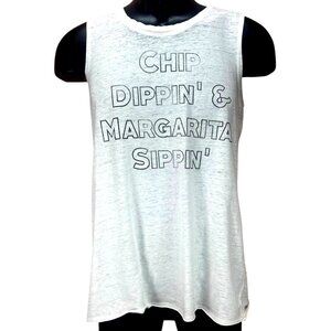 Doe Women's "Chip Dippin & Margarita Sippin" Sheer Fabric TankTop Medium